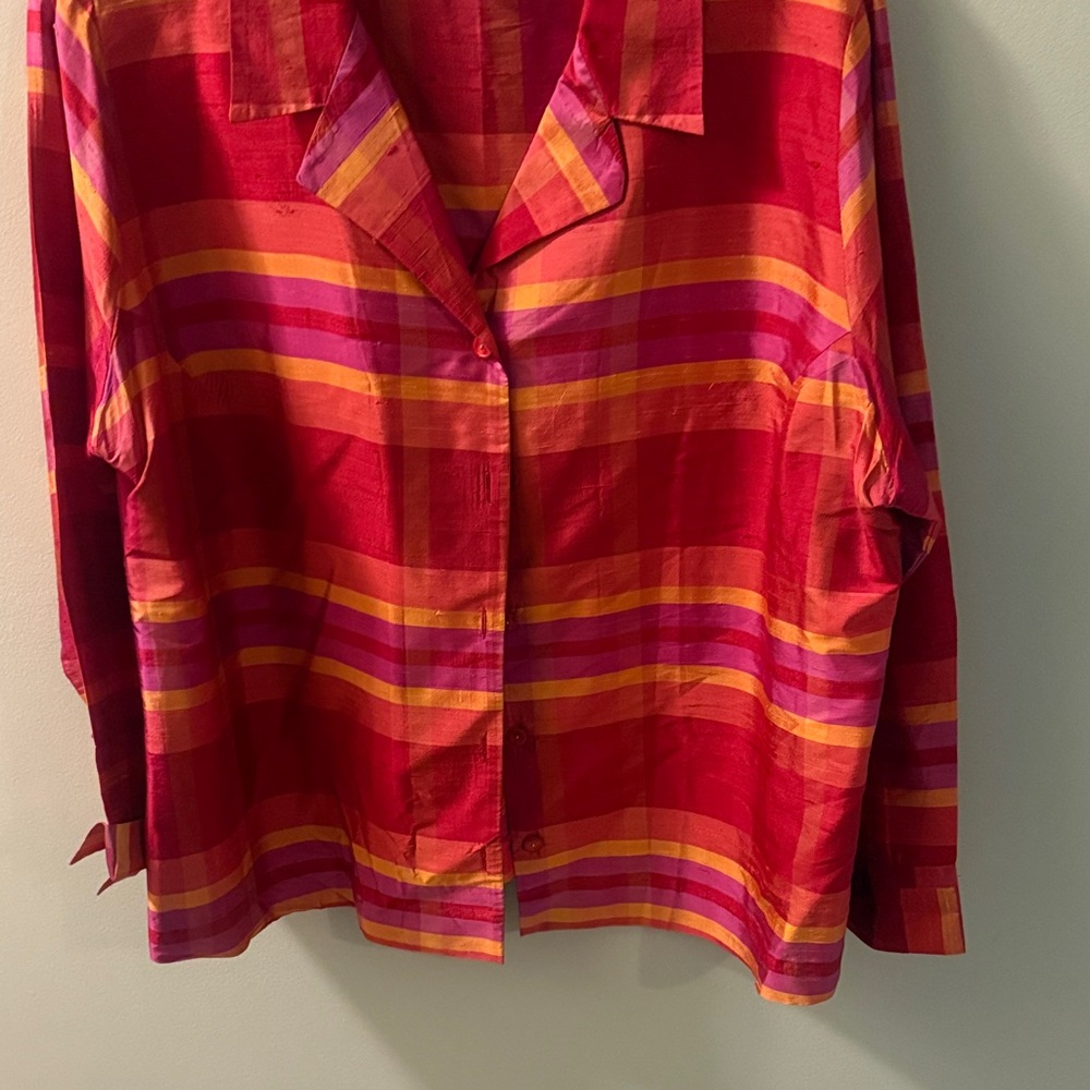 Avenue Red and Orange Striped Blouse